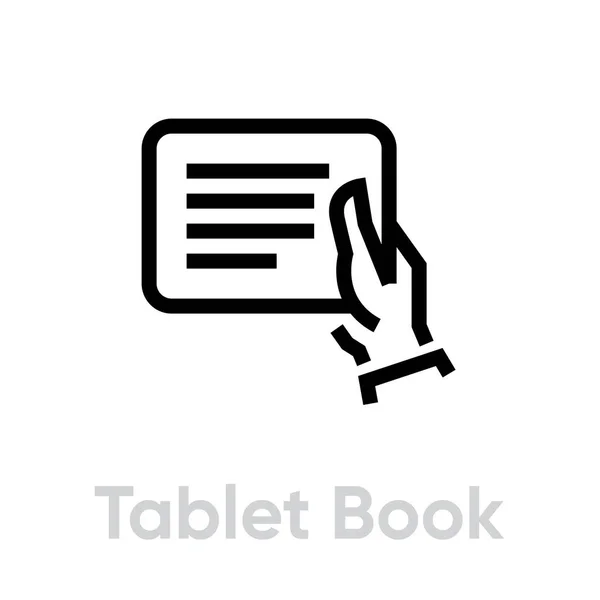 Tablet Book in Hand icône. Vecteur de ligne modifiable. — Image vectorielle