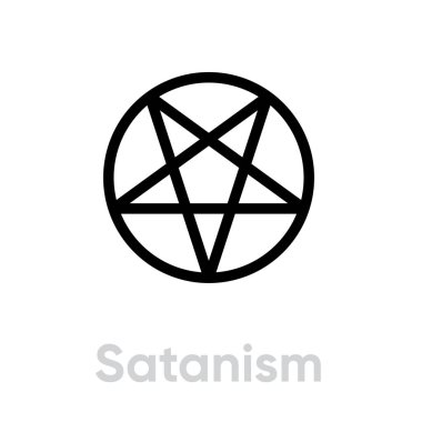 Satanizm Din simgesi. Düzenlenebilir çizgi vektörü.