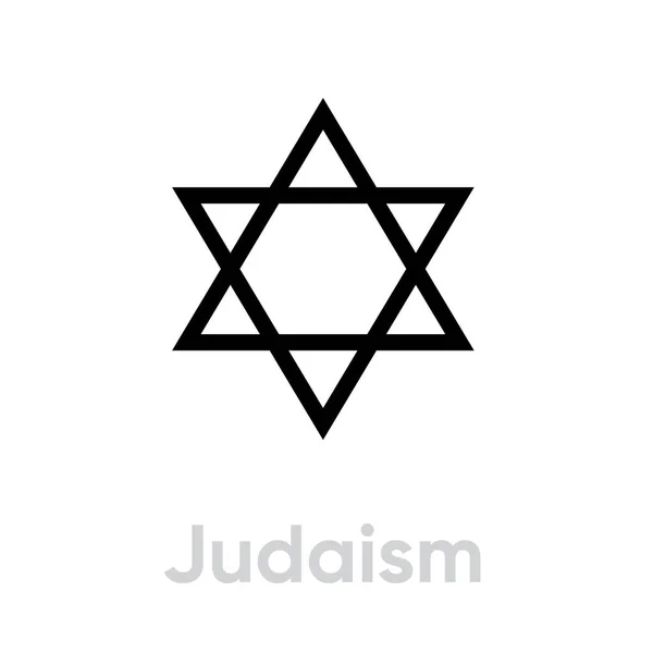 Judendomens religionsikon. Redigerbar linje vektor. — Stock vektor