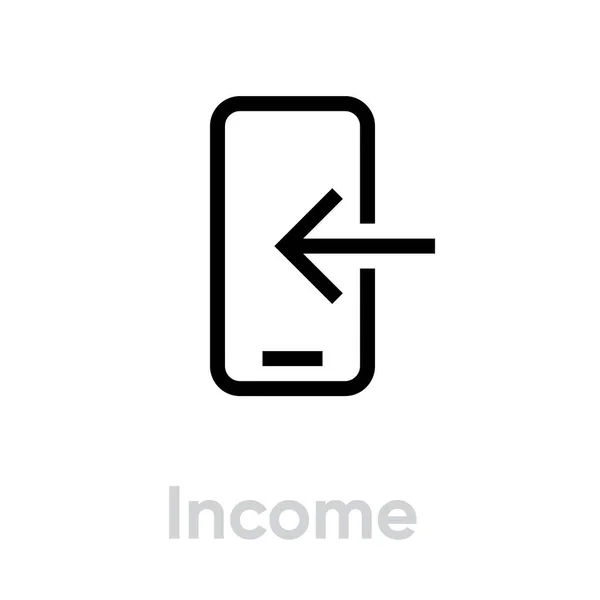 Income in Phone icon. Editable Vector Outline. — Stock Vector