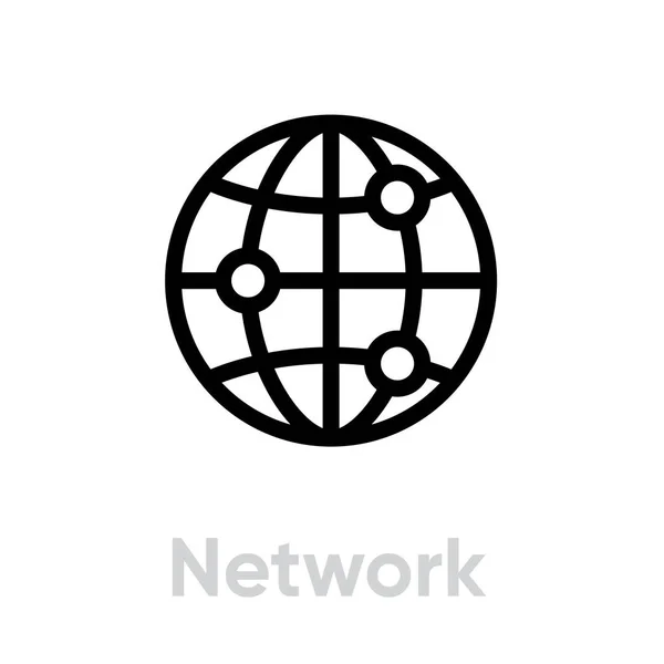 Network icon. Editable Vector Stroke. — Stock Vector