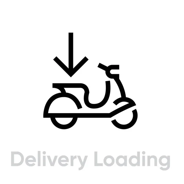 Lieferung Laden Fahrrad Symbol. Editierbarer Linienvektor. — Stockvektor