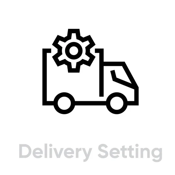 Delivery Setting Truck icon. Editable line vector. — Stock Vector