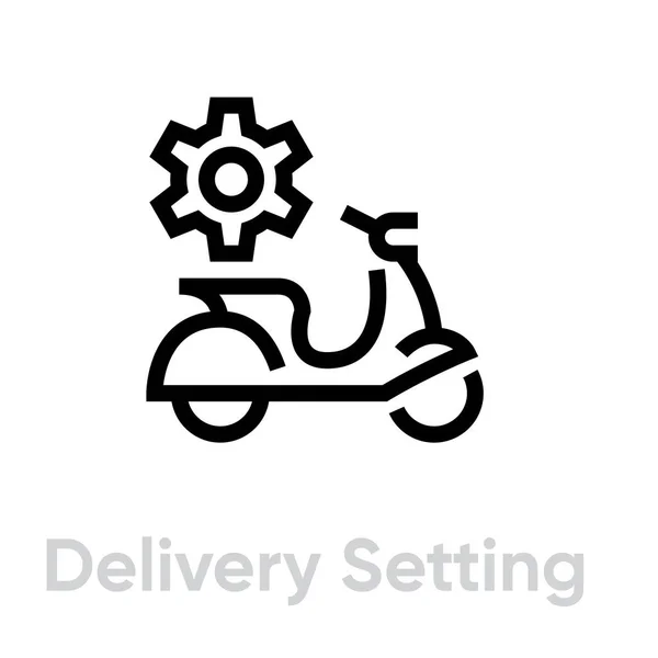 Lieferung Einstellung Fahrrad Symbol. Editierbarer Linienvektor. Vektorgrafiken