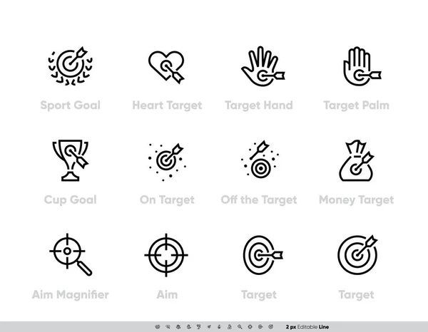 Спортивна мета та ікона цілі. Heart, Hand, Palm, Cup, Aim on Money, Magnifier vector icons. Піктограма на малюнку. — стоковий вектор