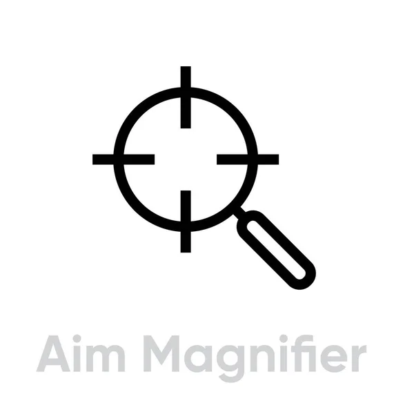 Aim Magnifier Ícone de destino. Vetor de linha editável. — Vetor de Stock