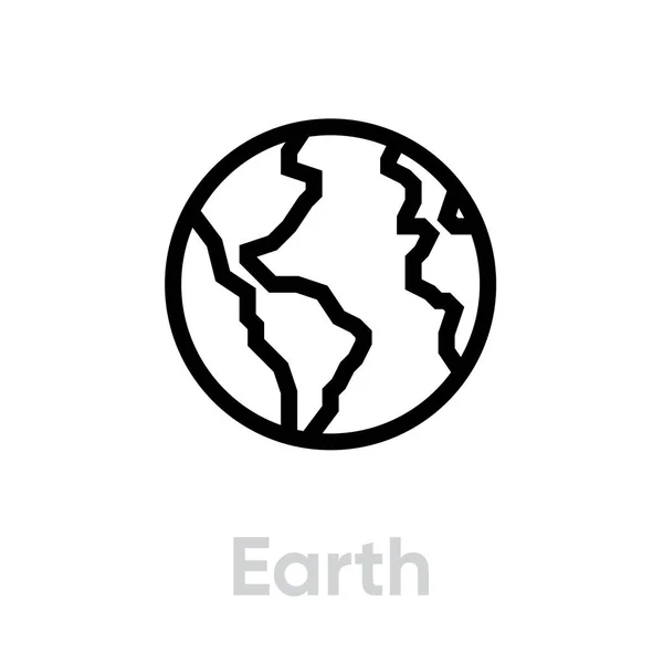 Earth und Globe Line Symbol. Editierbare Vektorskizze. — Stockvektor