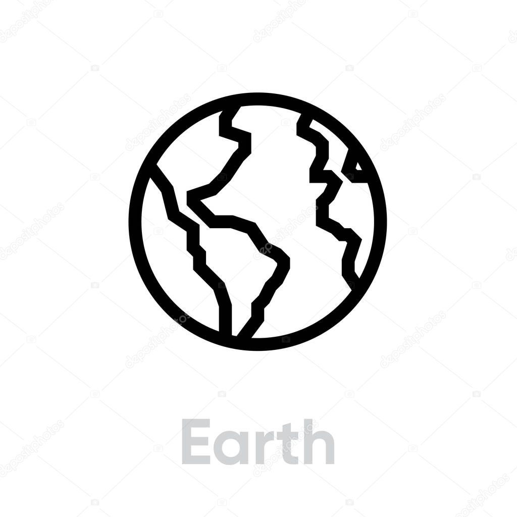 Earth and Globe Line icon. Editable Vector Outline.