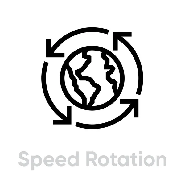 Speed Globe Rotatie platte pictogram. Aanpasbare lijnvector. — Stockvector