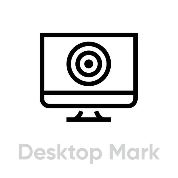 Desktop Mark Target Symbol. Editierbarer Linienvektor. — Stockvektor