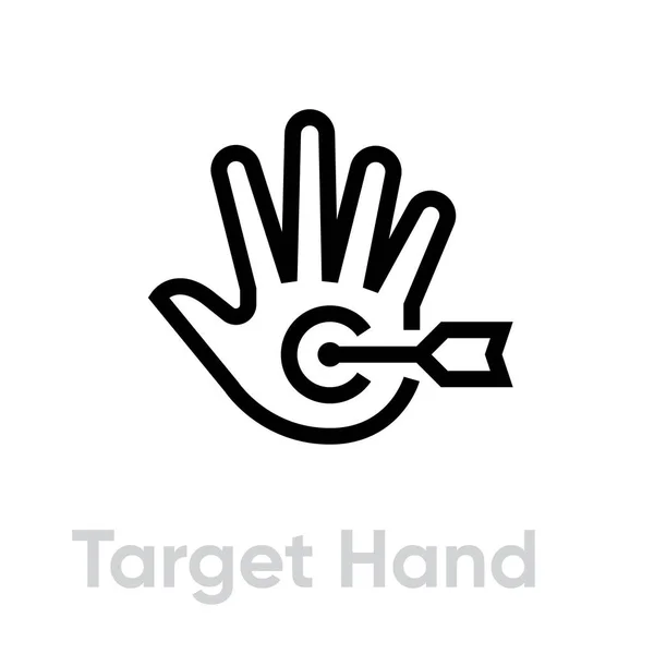 Target Hand icon. Editable line vector. — Stock Vector