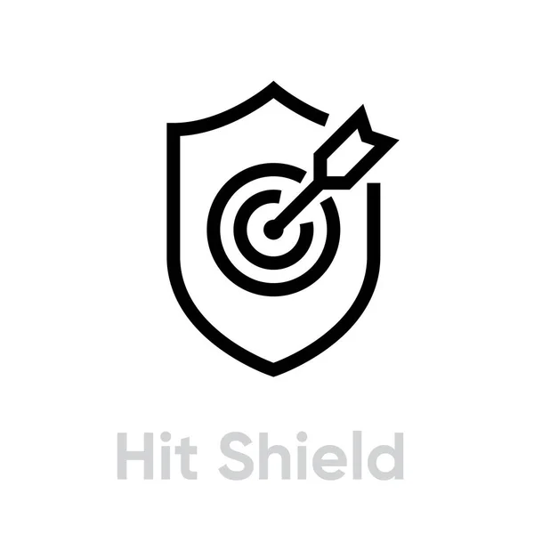 Hit Shield Targets icono. vector de línea editable. — Archivo Imágenes Vectoriales