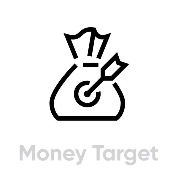 Pengar måltavla ikon. Redigerbar linje vektor. — Stock vektor