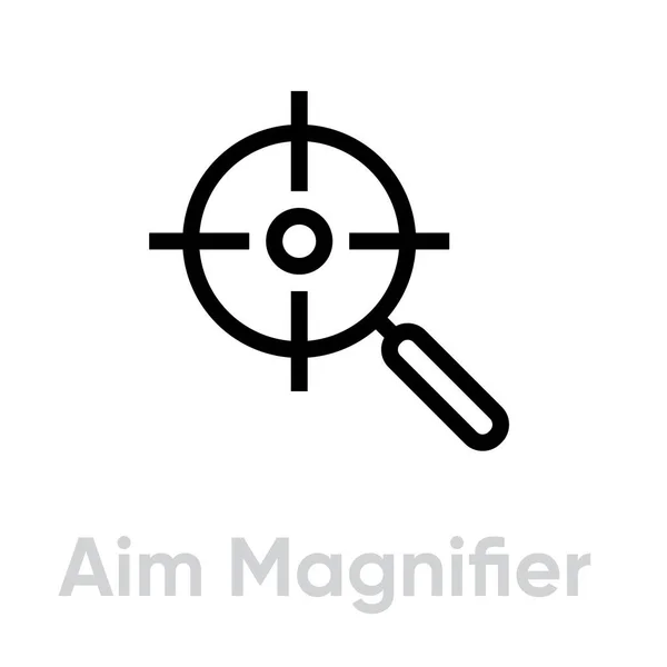 Aim Magnifier Targets icono. vector de línea editable. — Vector de stock