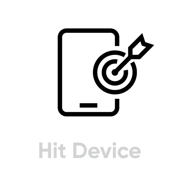 Hit Device Targets Symbol. Editierbarer Linienvektor. — Stockvektor