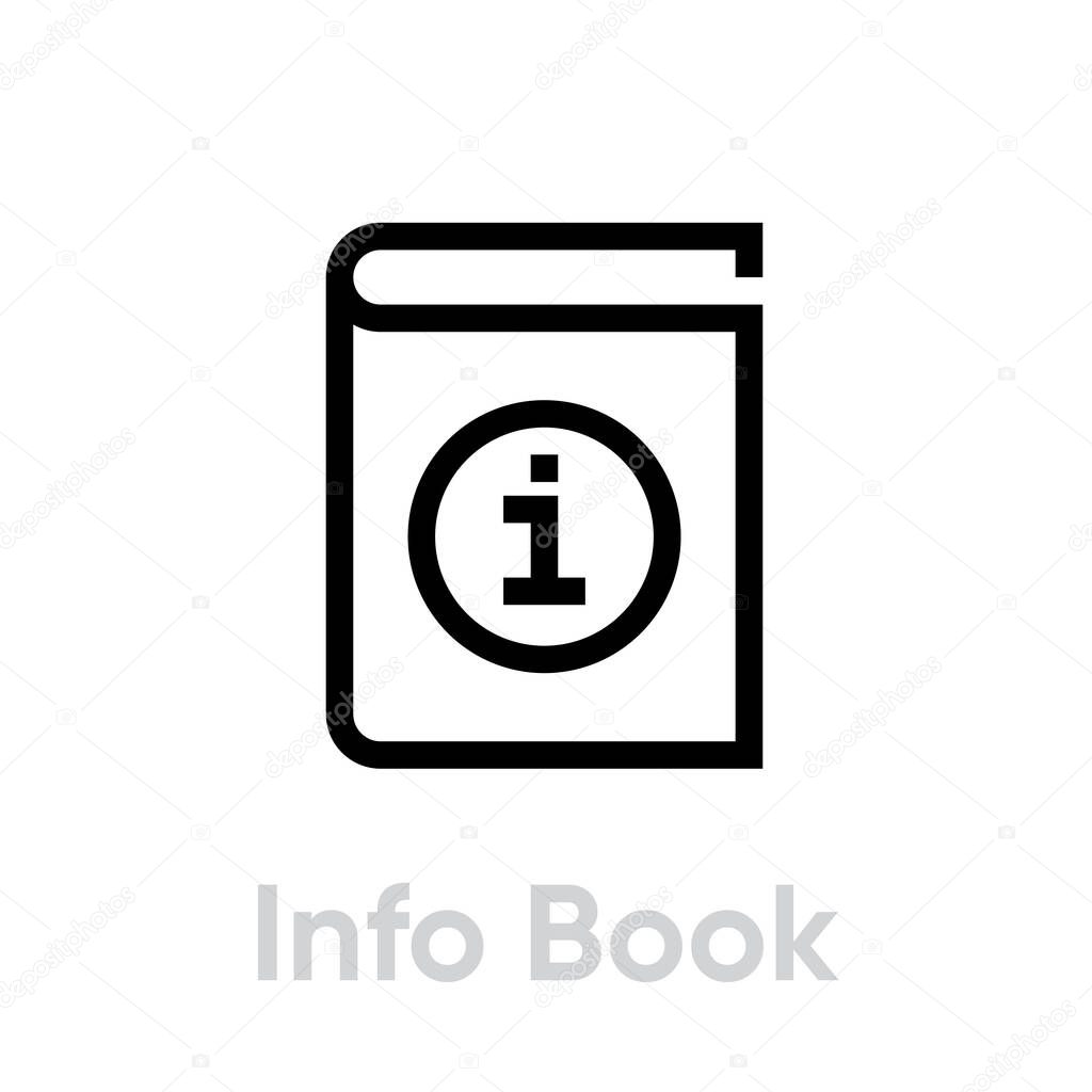 Info Book icon. Editable Vector Stroke.