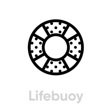 Lifebuoy düz simgesi. Düzenlenebilir Satır Vektörü.