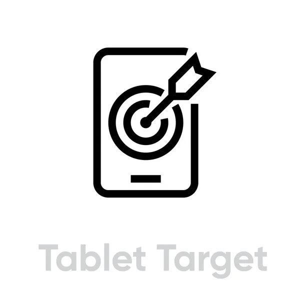 Tablet Target icon. Editable line vector. — Stock Vector