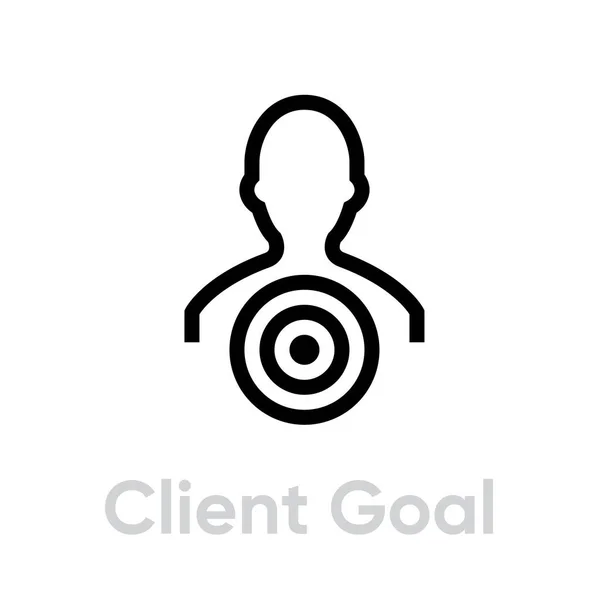 クライアントの目標ターゲットビジネスアイコン。編集可能なラインベクトル. — ストックベクタ