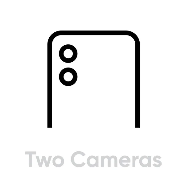 Twin Cameras Phone icon. Editable line vector. — Stock Vector