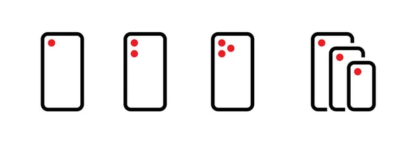 Set aus einem, zwei, drei und vergleichen Kamera-Handy-Symbole. Editierbarer Linienvektor. — Stockvektor