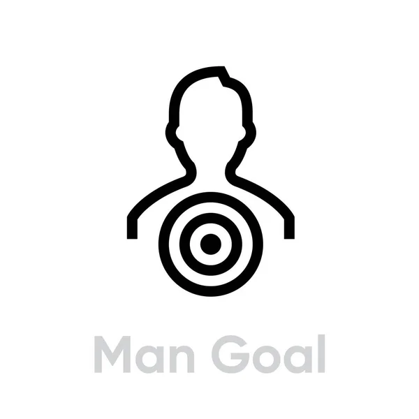 男の目標ターゲットビジネスアイコン。編集可能なラインベクトル. — ストックベクタ
