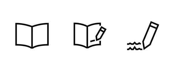 Nastavit ikonu knihy nebo sešitu. Upravitelný obrys vektoru. — Stockový vektor