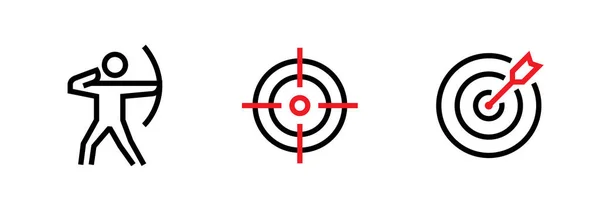 Shooter, Cél és cél beállítása Személyes célzóikonok. Szerkeszthető vonalvektor. — Stock Vector