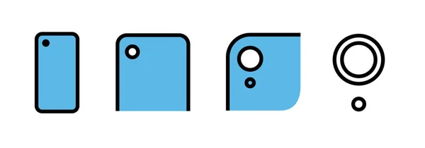 異なるスケールのアイコンの電話カメラのセット。編集可能なラインベクトル. — ストックベクタ