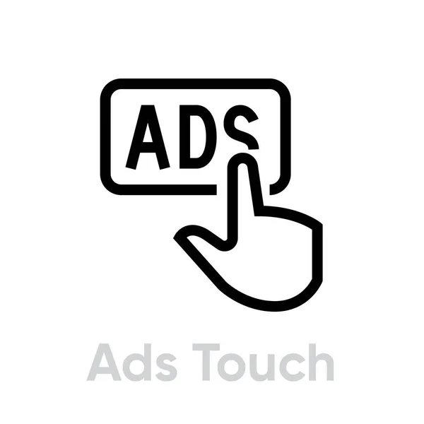 Ads Touch icon. Upravitelný obrys vektoru. — Stockový vektor