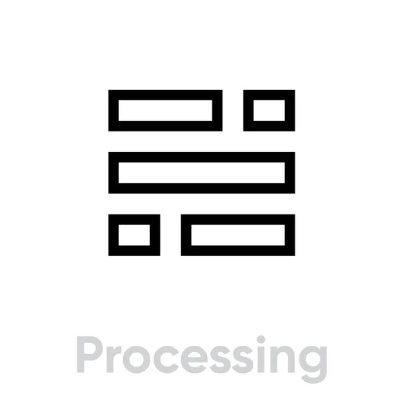 Ícone de processamento. Traço vetorial editável . — Vetor de Stock