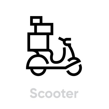 Scooter ikonu. Düzenlenebilir Satır Vektörü.