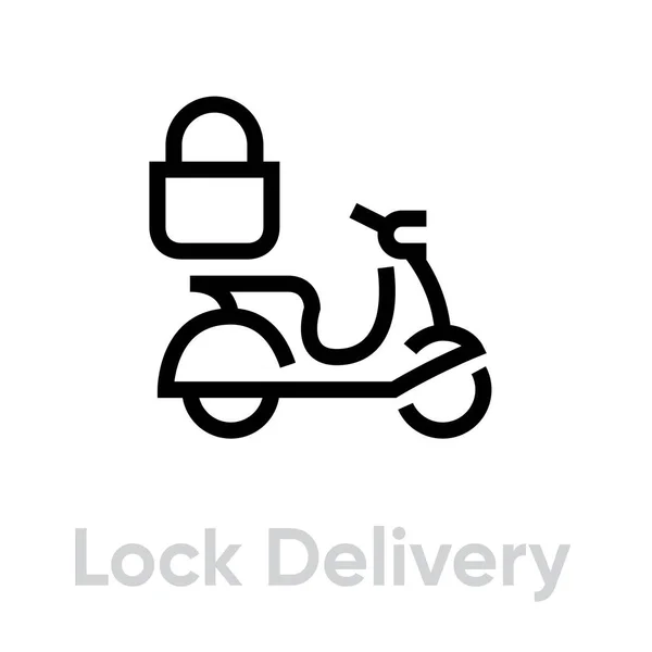Lock Delivery Symbol. Editierbare Vektorskizze. — Stockvektor