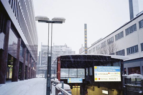 View of the Kamppi Bus Sation in winter in Helsinki, Finland