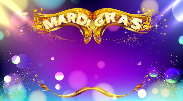 Carnaval de Mardi gras fundo de cartaz máscara com efeito bokeh. Banner luxuoso e brilhante. - Vector — Vetor de Stock