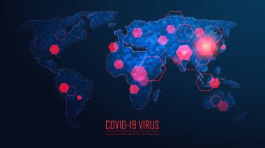 Örnek metinlerle Coronavirus küresel salgını. Vektör illüstrasyonu 