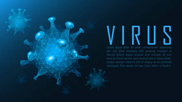 Triangulera Formen Viruscellstrukturen Blå Bakgrund Med Prov Text Vektorillustration — Stock vektor
