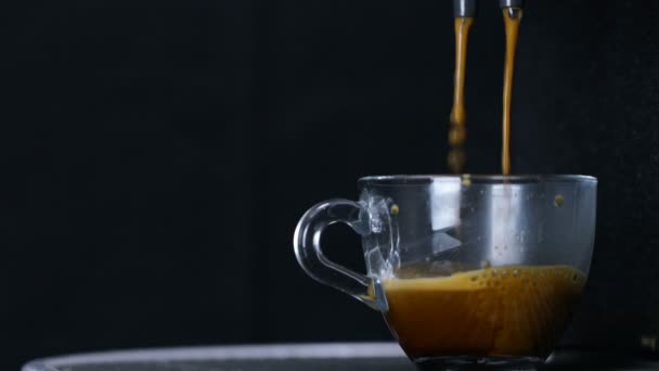 Verser Flux Café Chaud Noir Machine Professionnelle Dans Tasse — Video