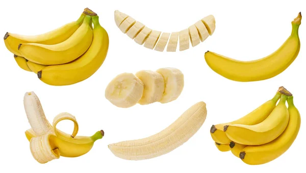 Zestaw bananów ze ścieżką wycinania — Zdjęcie stockowe
