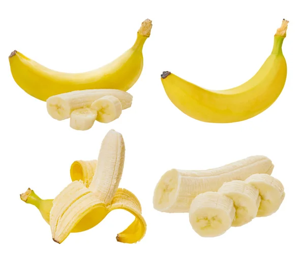 Zestaw bananów na białym tle — Zdjęcie stockowe