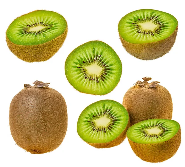 Plody Kiwi celé a nakrájené — Stock fotografie