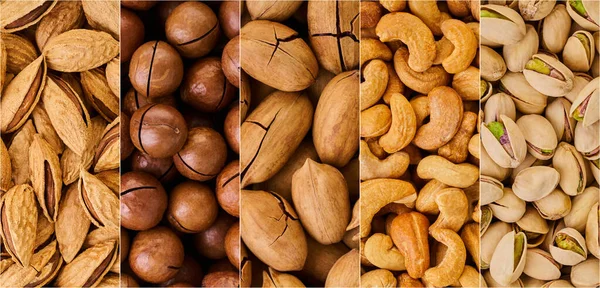 food background from a set of assorted nuts closeup