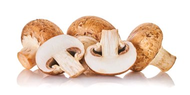 Şampiyon mantarları kırpma yolu ile beyaz izole bir arkaplanda                                