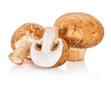 Şampiyon mantarları kırpma yolu ile beyaz izole bir arkaplanda                                