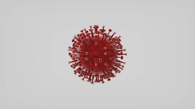 Çin Coronavirus Covid-19 mikroskop altında, beyaz üzerine kırmızı. 3d illüstrasyon