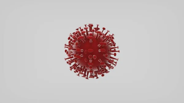 Çin Coronavirus Covid-19 mikroskop altında, beyaz üzerine kırmızı. 3d illüstrasyon