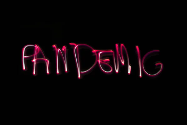 Pandemic Name Hand Drawn Flashlight Black Background — Stock Photo, Image