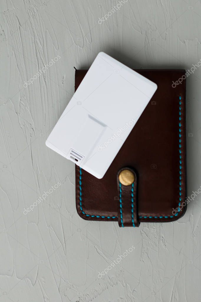 Visiting calling cards mockup sleeve cardholder pocket. Clear paper cards branding in grey wallet box. Logo design card