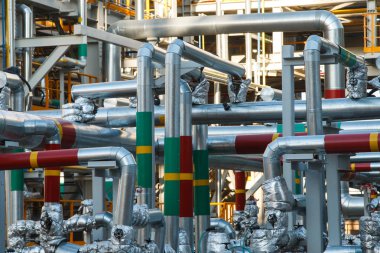 Sanayi alanı kapatın. Petrol ve gaz rafineri sanayi tesisleri. Petrokimya fabrikası alan kavramı.