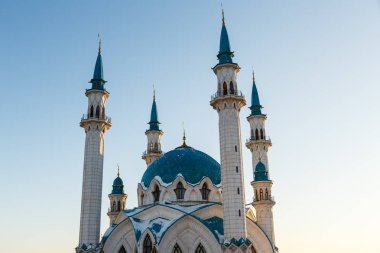Kazan Kremlin, günbatımı ışınlarının Kul-ı Şerif Camii.
